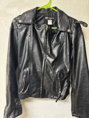 Kenpo Black Faux Leather Moto Jacket